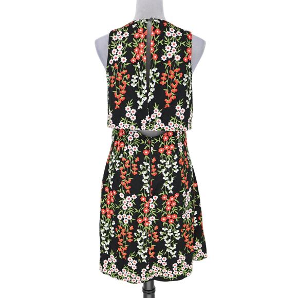 Tahari Dress Womens 10 Black Floral Embroidered Halter with Overlay Lined - Picture 2 of 16